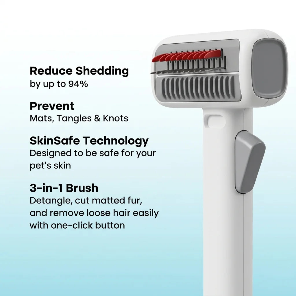 Pet Grooming Comb Dog Shedding Remover Cat Hair Detangler Tool 3 in 1